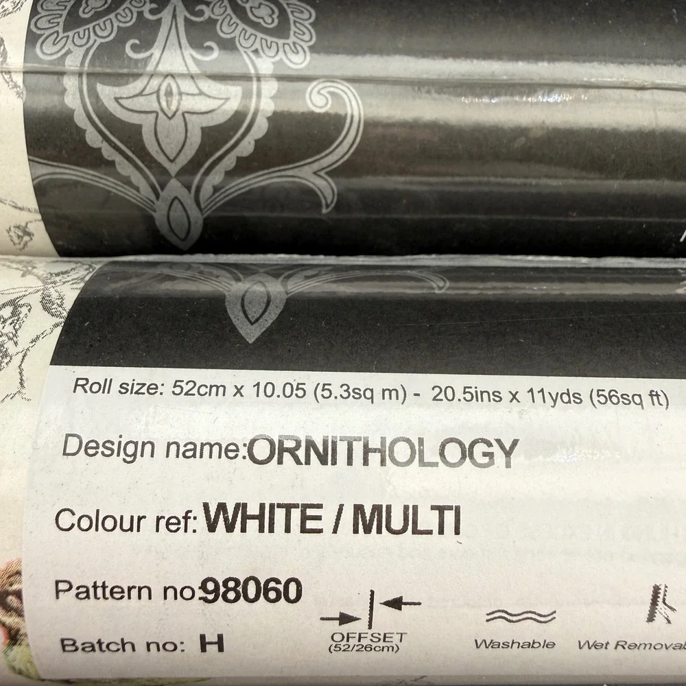 Holden Decor Statement Ornithology White/Multi Wallpaper 4 Rolls Bird Nature